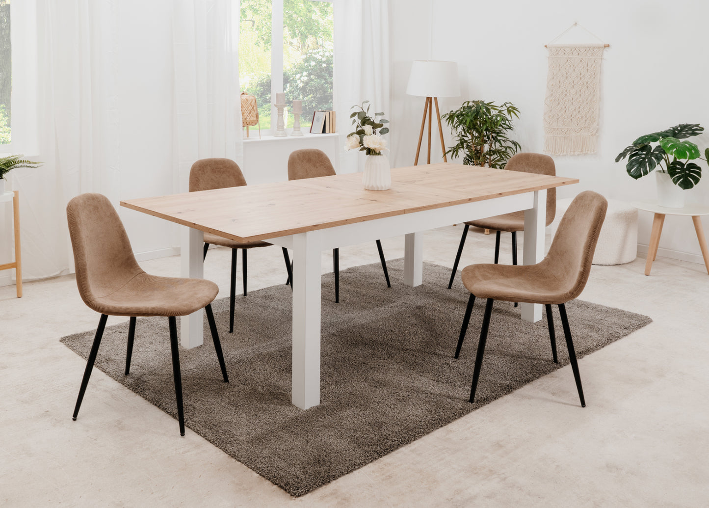Finori Polsterstuhl Anya 70A Set Cord Beige oder Grau B/H/T ca. 43 x 83 x 50 cm