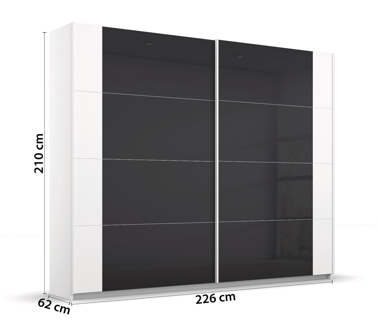 Schwebetürenschrank Artemis 2-türig Farbglastüren B/H/T 225 x 210 x 62 cm