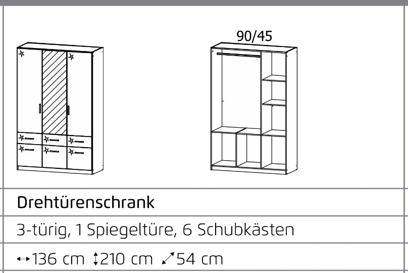 Drehtürenschrank Celle Hochglanz Schranksystem Höhe 210 cm