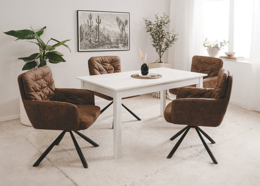 Finori Polsterstuhl Bobby 70A mit Armlehnen drehbar Lederoptik Braun B/H/T ca. 60 x 93 x 47 cm