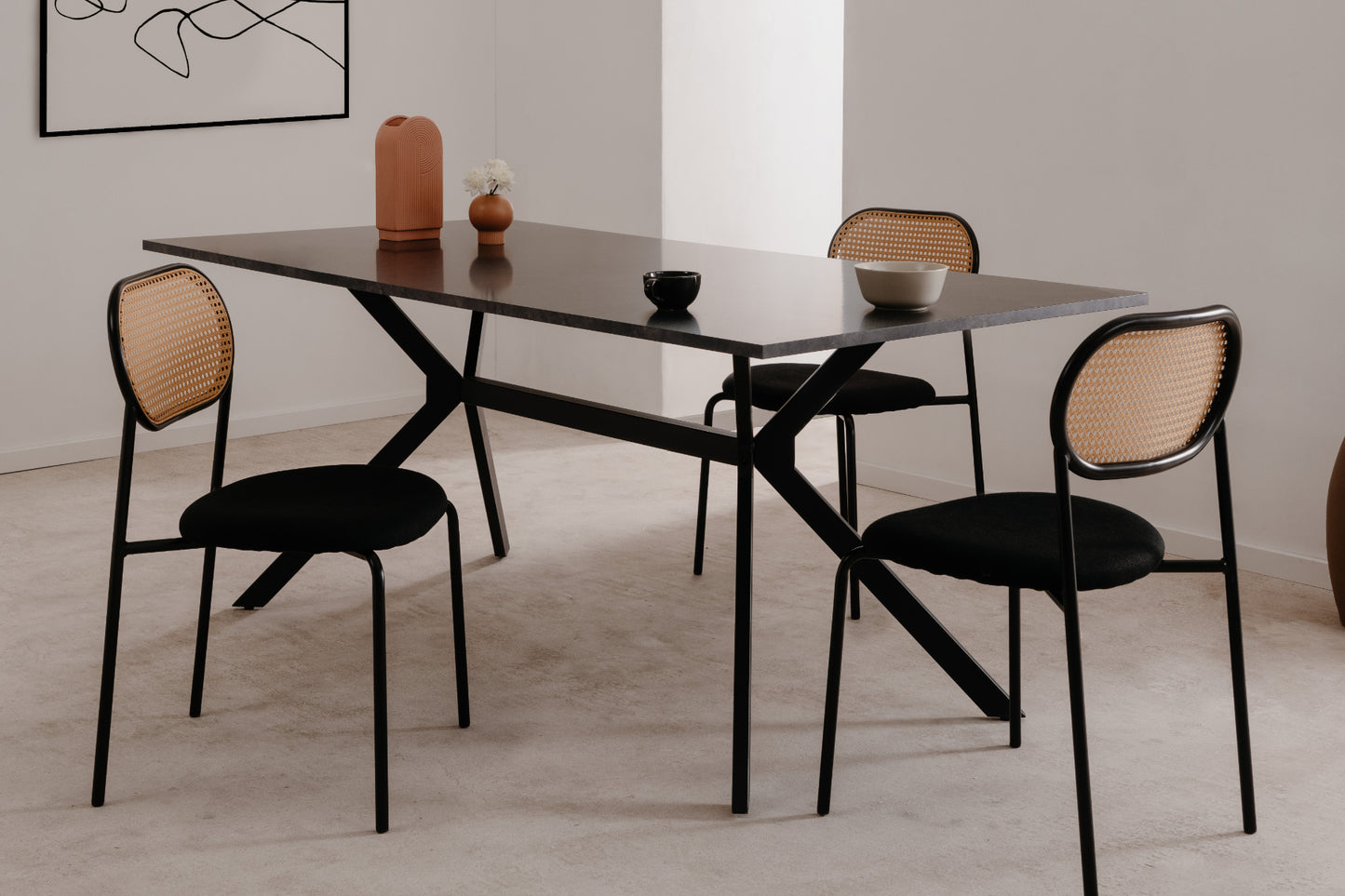 Finori Esstisch Onex Artisan-Oak/Sandstein/Schiefer dunkel B/H/T 180 x 75 x 90 cm