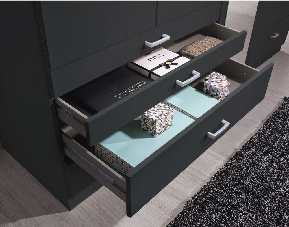 Drehtürenschrank Wildberg 6-türig mit 2 Spiegeltüren und 6 Schubladen B/H/T ca. 270 x 210 x 58 cm