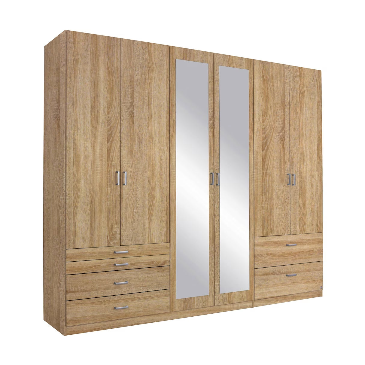 Drehtürenschrank Wildberg 6-türig mit 2 Spiegeltüren und 6 Schubladen B/H/T ca. 270 x 210 x 58 cm