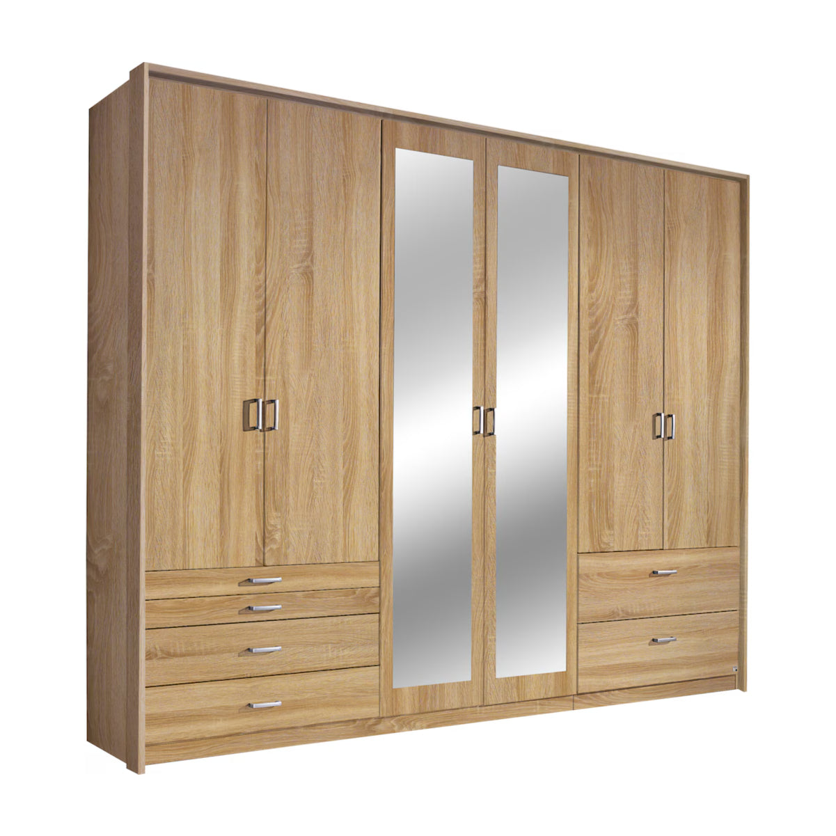 Drehtürenschrank Wildberg 6-türig mit 2 Spiegeltüren und 6 Schubladen B/H/T ca. 270 x 210 x 58 cm