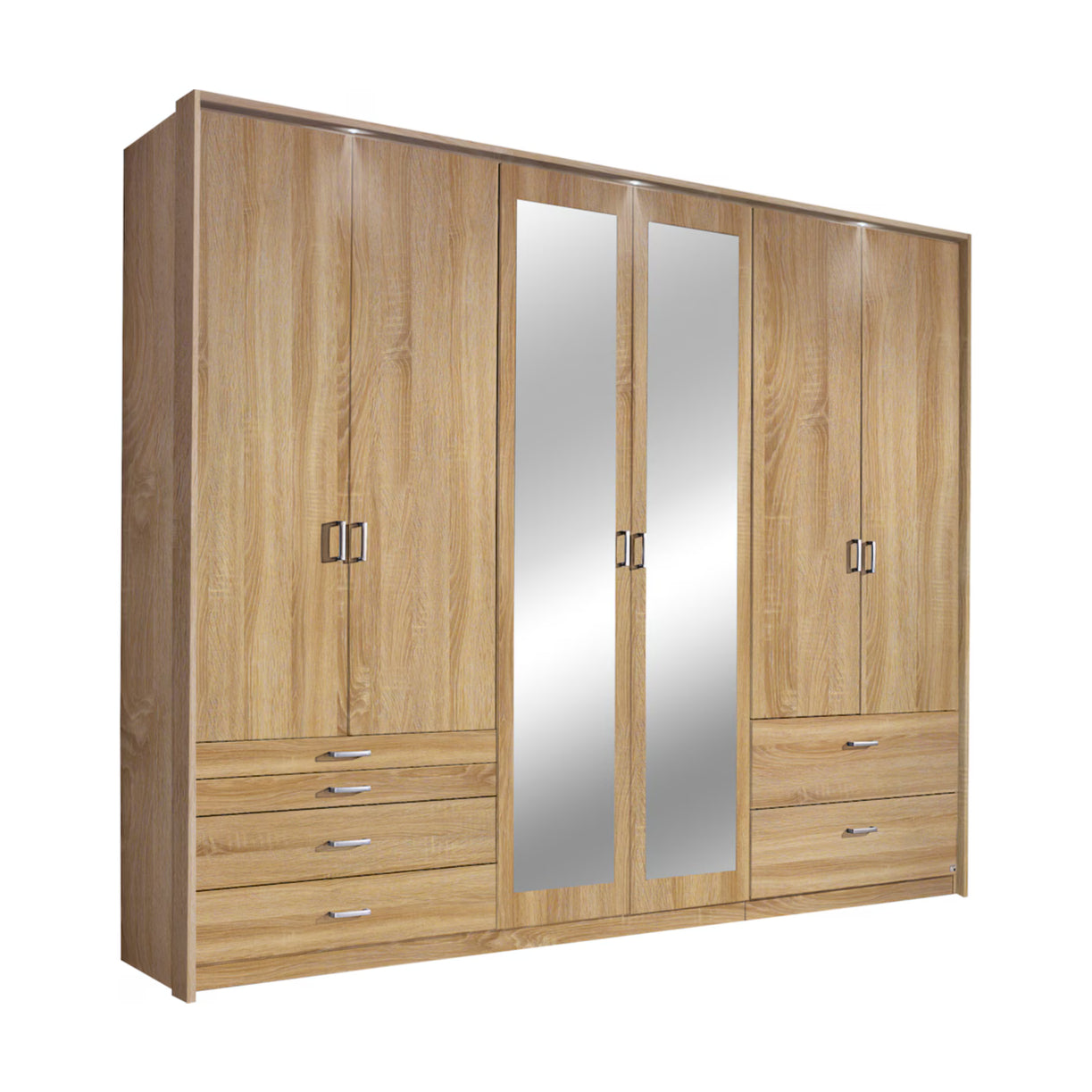 Drehtürenschrank Wildberg 6-türig mit 2 Spiegeltüren und 6 Schubladen B/H/T ca. 270 x 210 x 58 cm