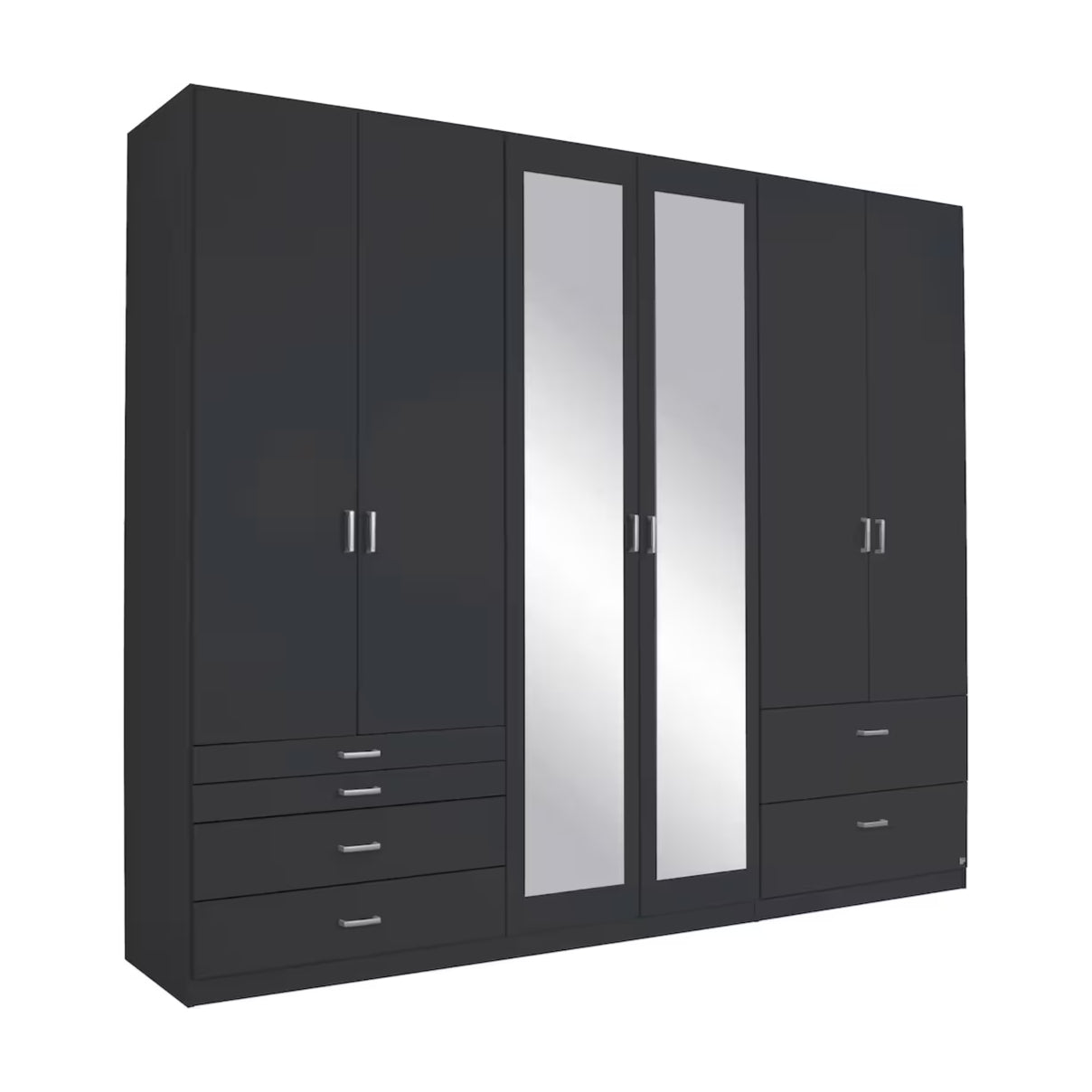 Drehtürenschrank Wildberg 6-türig mit 2 Spiegeltüren und 6 Schubladen B/H/T ca. 270 x 210 x 58 cm