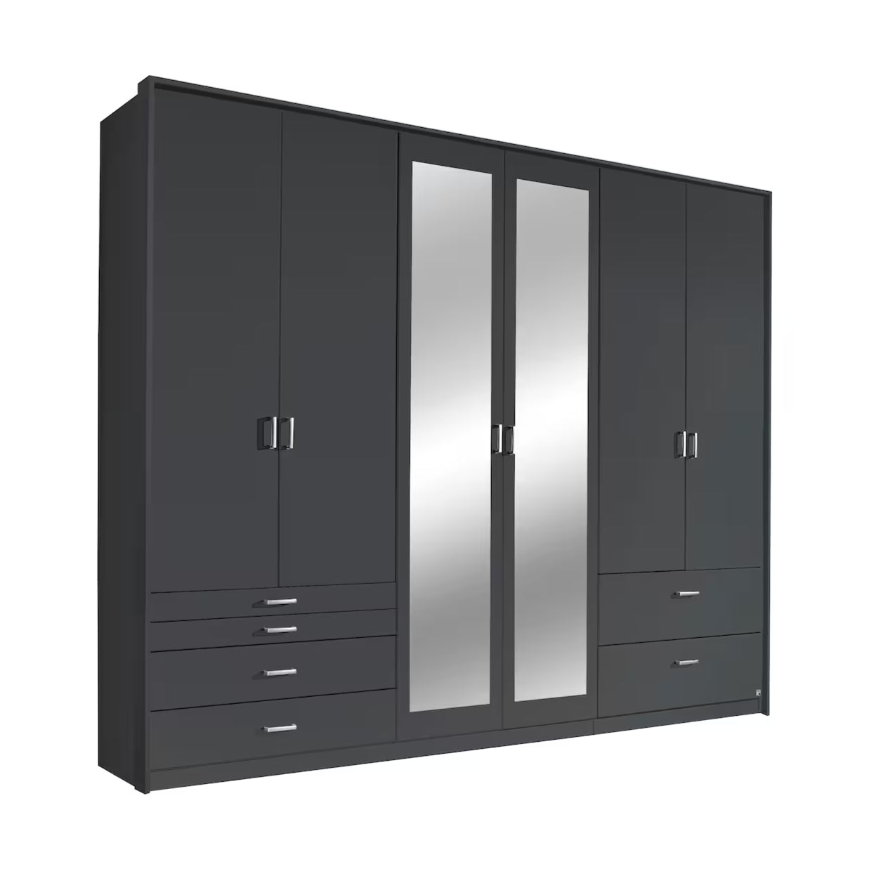 Drehtürenschrank Wildberg 6-türig mit 2 Spiegeltüren und 6 Schubladen B/H/T ca. 270 x 210 x 58 cm
