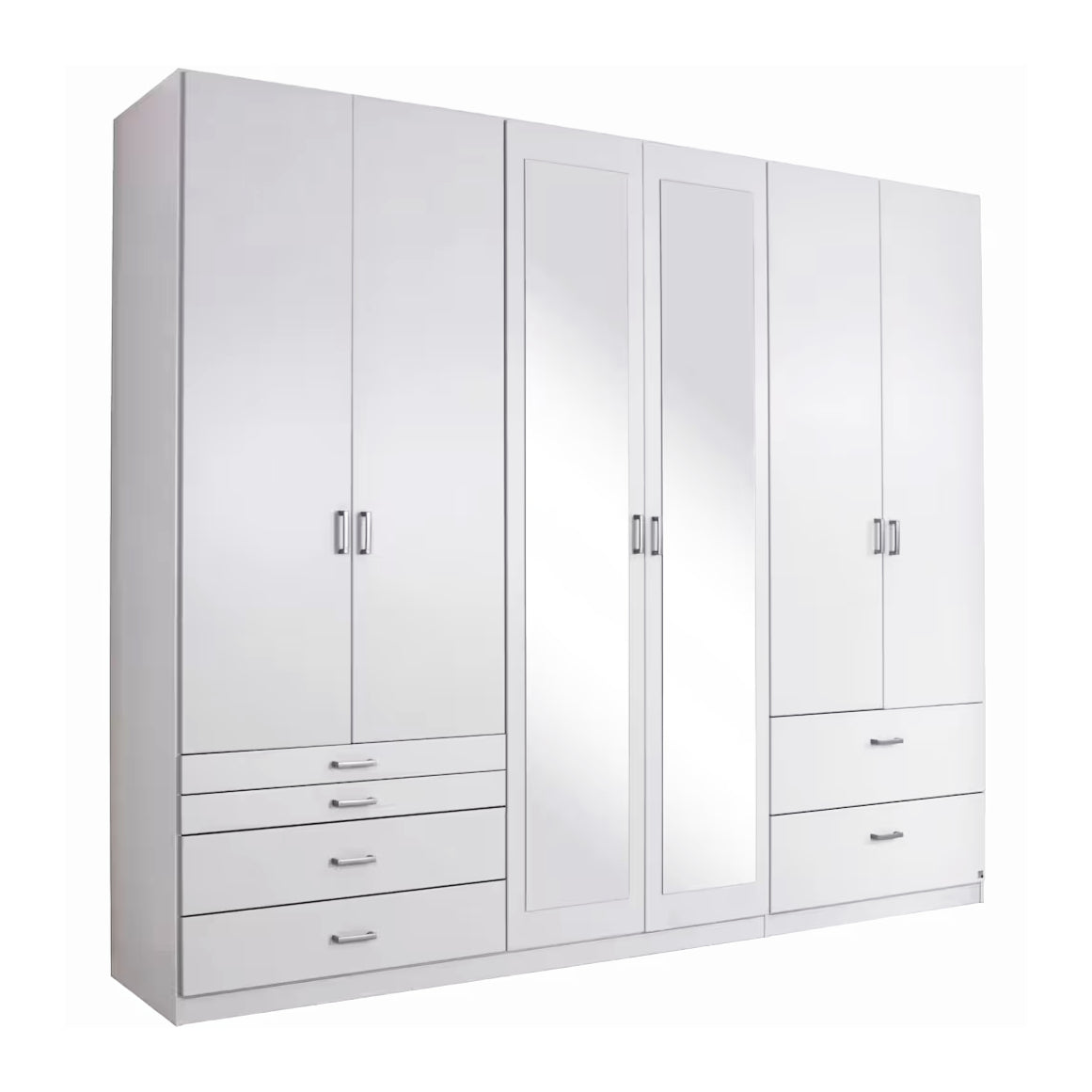 Drehtürenschrank Wildberg 6-türig mit 2 Spiegeltüren und 6 Schubladen B/H/T ca. 270 x 210 x 58 cm