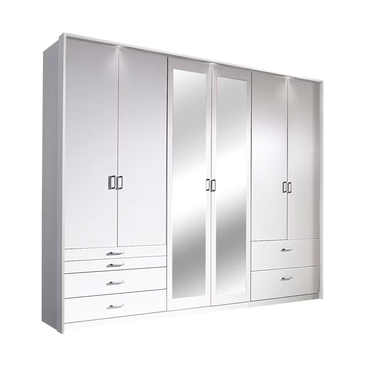 Drehtürenschrank Wildberg 6-türig mit 2 Spiegeltüren und 6 Schubladen B/H/T ca. 270 x 210 x 58 cm