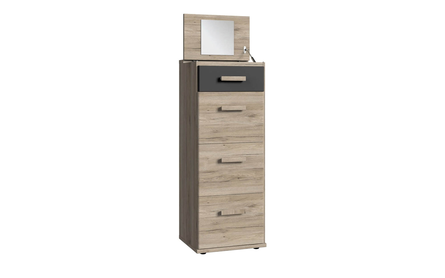 Wimex Hochkommode Cariba mit aufklappbarem Oberboden, Spiegel integriert B/H/T ca. 46 x 121 x 40 cm