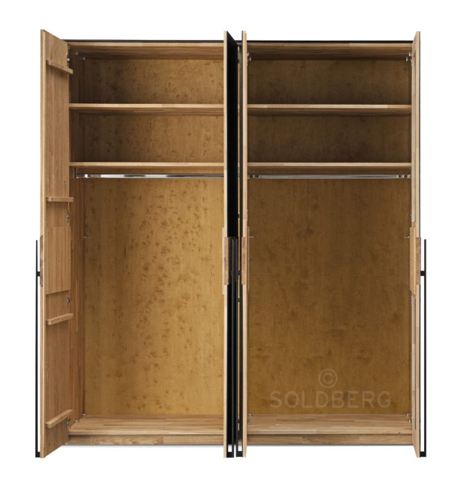 Forestales Drehtürenschrank Boston Kernbuche massiv Fronten aus Anthrazitglas/Kernbuche B/H/T ca. 150-300 x 219 x 60 cm