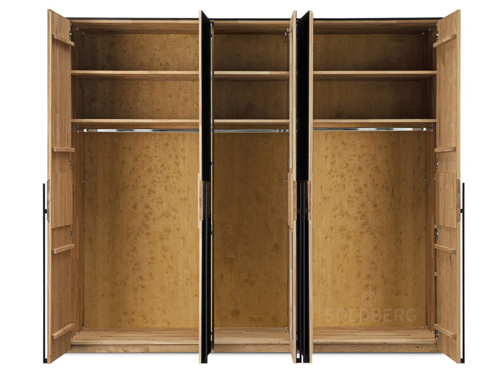 Forestales Drehtürenschrank Boston Kernbuche massiv Fronten aus Anthrazitglas/Kernbuche B/H/T ca. 150-300 x 219 x 60 cm