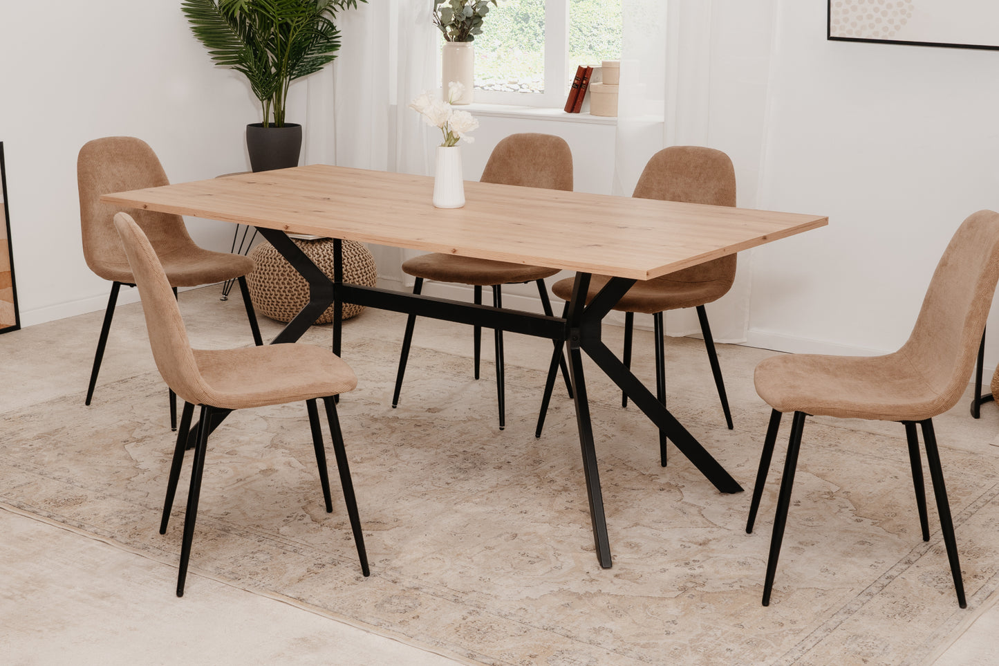 Finori Esstisch Onex Artisan-Oak/Sandstein/Schiefer dunkel B/H/T 180 x 75 x 90 cm