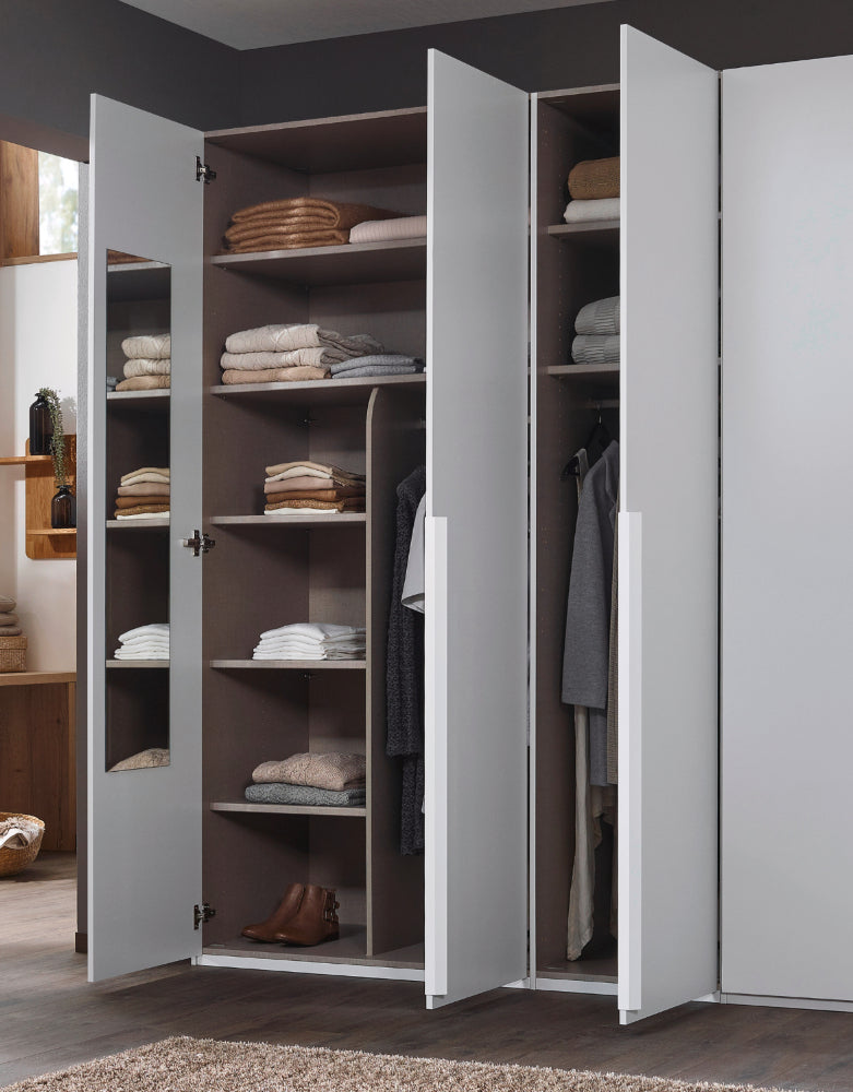 Drehtürenschrank Purisma mit Spiegeltüren in Holzdekor, inkl. Premium Zubehör B/H/T ca. 150/200/250/300 x 223 x 60 cm