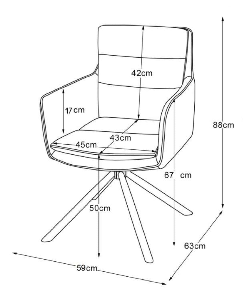 Finori Polsterstuhl Logan 70A mit Armlehnen drehbar Cord Beige/Anthrazit B/H/T ca. 59 x 88 x 63 cm