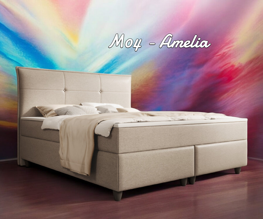 Boxspringbett M04-Amelia Anthrazit - Beige - Schwarz - Grau Breite 180 x 200 cm