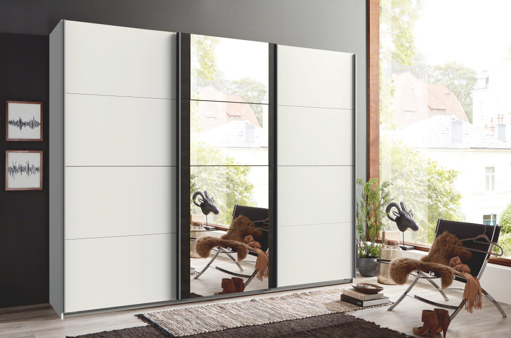 Schwebetürenschrank Bern mit Spiegeltür B/H/T ca. 270/313/360 x 236 x 64 cm