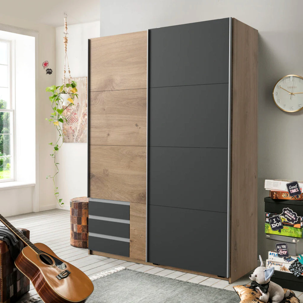 Schwebetürenschrank Emden mit/ohne Spiegel und Schubladen B/H/T ca. 135/180 x 198 x 65 cm