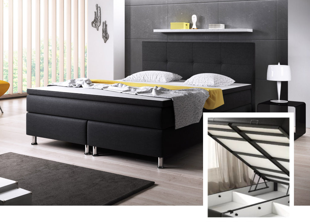 Boxspringbett M03-Mainz Anthrazit - Schwarz Breite 180 x 200 cm
