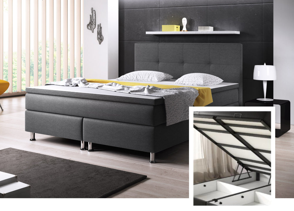 Boxspringbett M03-Mainz Anthrazit - Schwarz Breite 180 x 200 cm