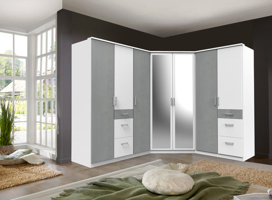 Drehtürenschrank Schranksystem Click mit/ohne Spiegel und Schubladen B/H/T ca. 90/135/180 x 199 x 58 cm