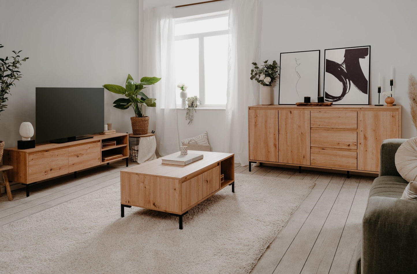 Wohnzimmer-Set Finori Korsika Eiche-Artisan 3-teilig
