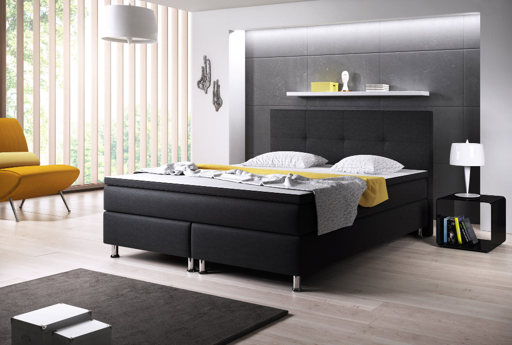 Boxspringbett M03-Mainz Anthrazit - Schwarz Breite 180 x 200 cm