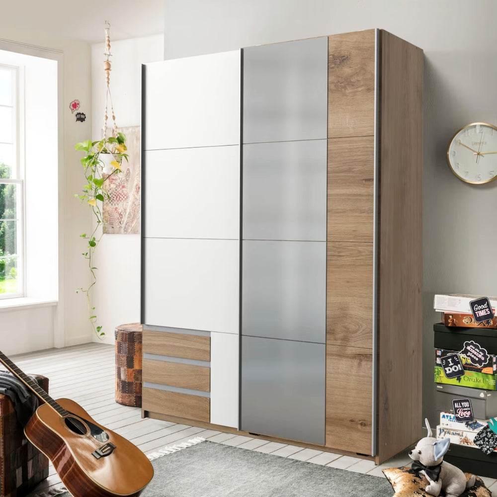 Schwebetürenschrank Emden mit/ohne Spiegel und Schubladen B/H/T ca. 225/270 x 208 x 65 cm