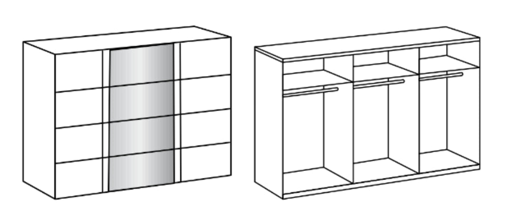 Schwebetürenschrank Bern mit Spiegeltür B/H/T ca. 270/313/360 x 236 x 64 cm
