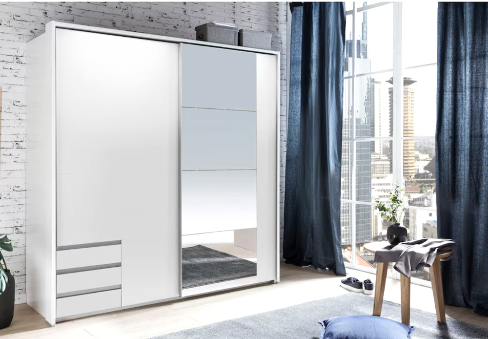 Schwebetürenschrank Emden mit/ohne Spiegel und Schubladen B/H/T ca. 225/270 x 208 x 65 cm