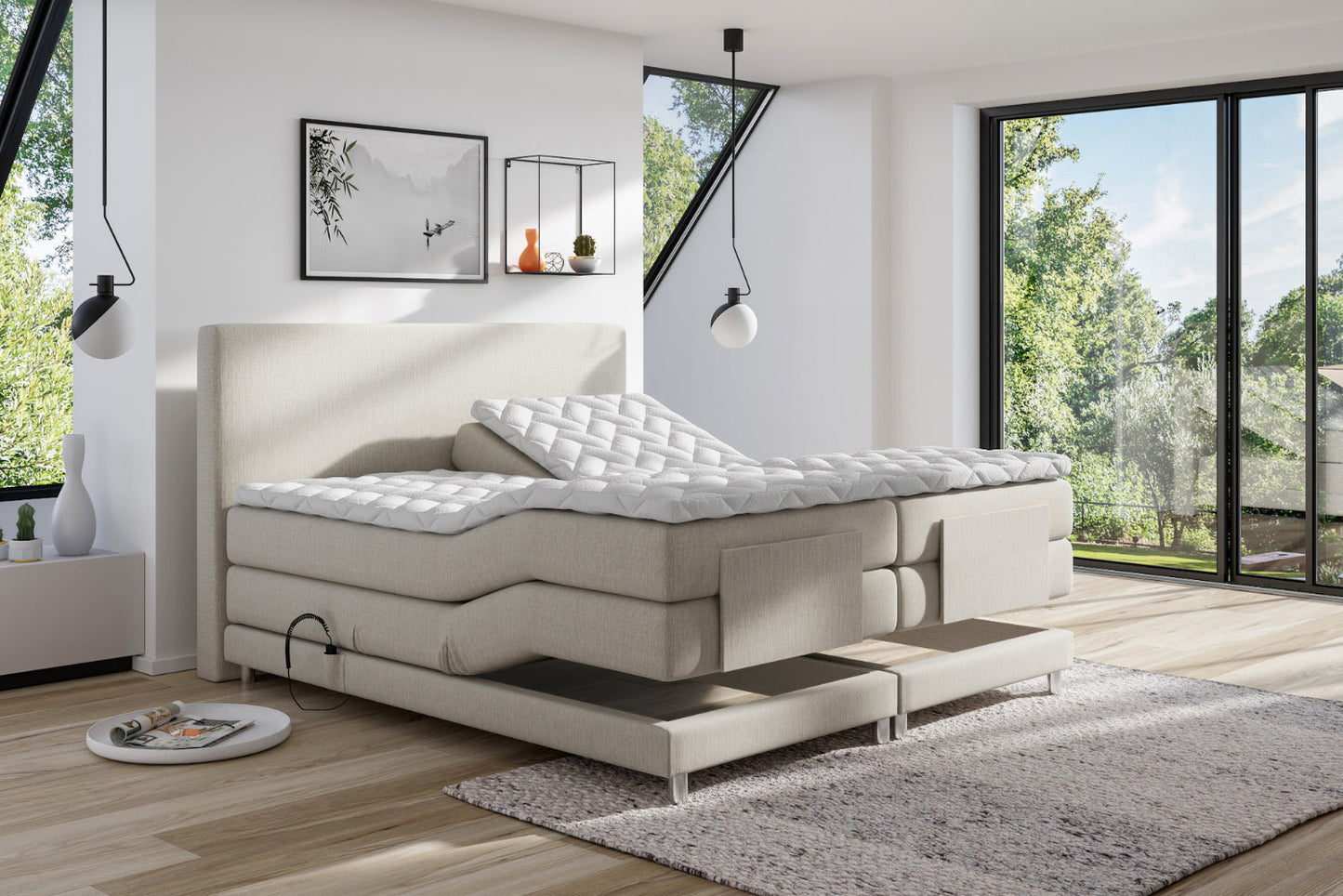 Boxspringbett Ampera elektrisch verstellbar mit Motor, inkl. kostenlose Lieferung und Montage