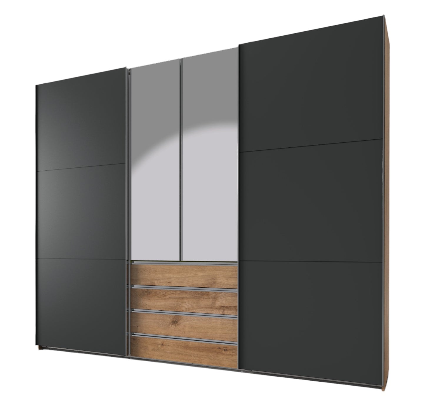 Funktions-Schwebetürenschrank Magic Holzdekor mit 2 Spiegeltüren B/H/T ca. 300 x 236 x 65 cm