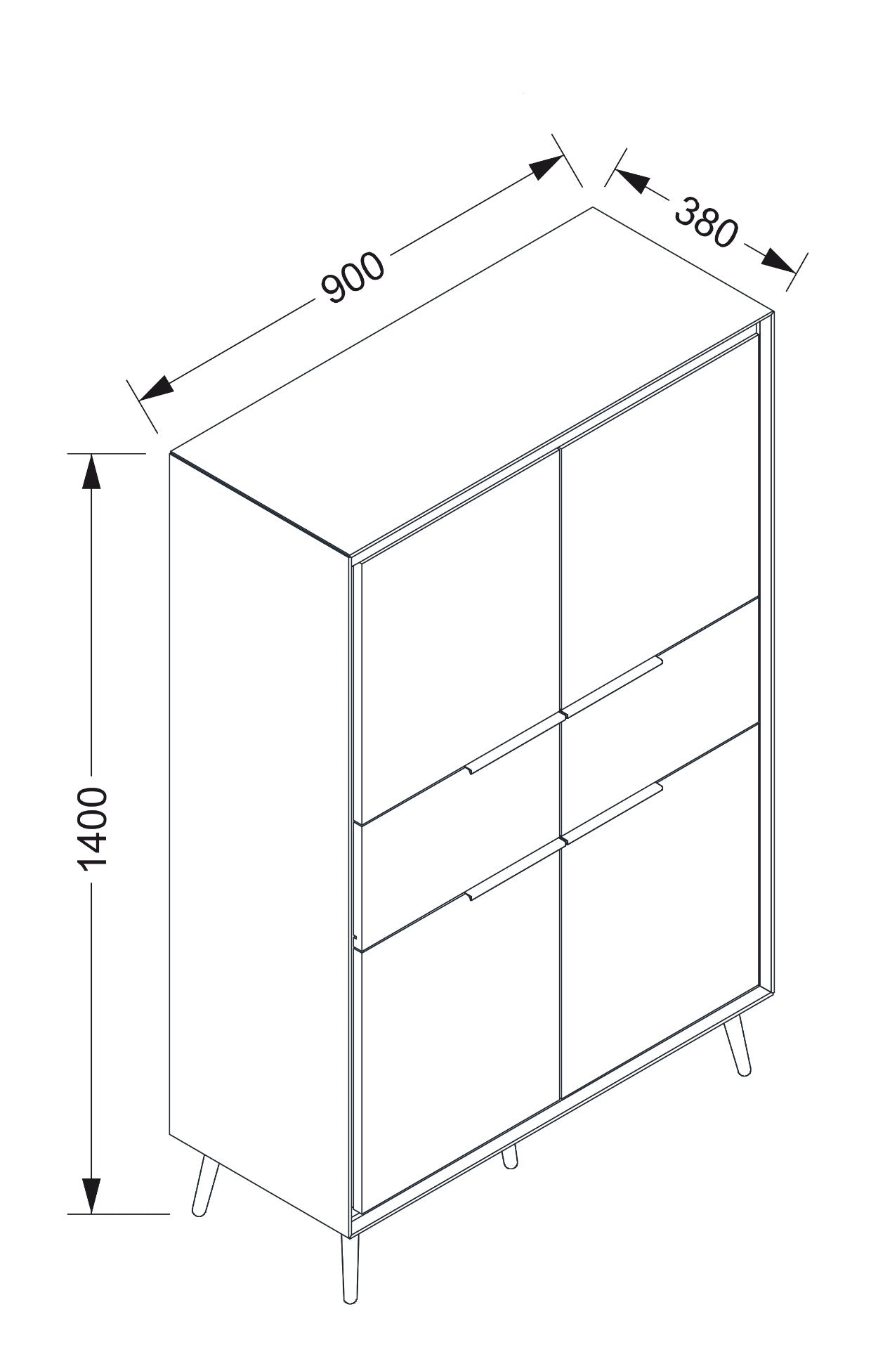Finori Highboard mit Schubladen Arona Sand/Schwarz ca. B/H/T 90 x 140 x 38 cm