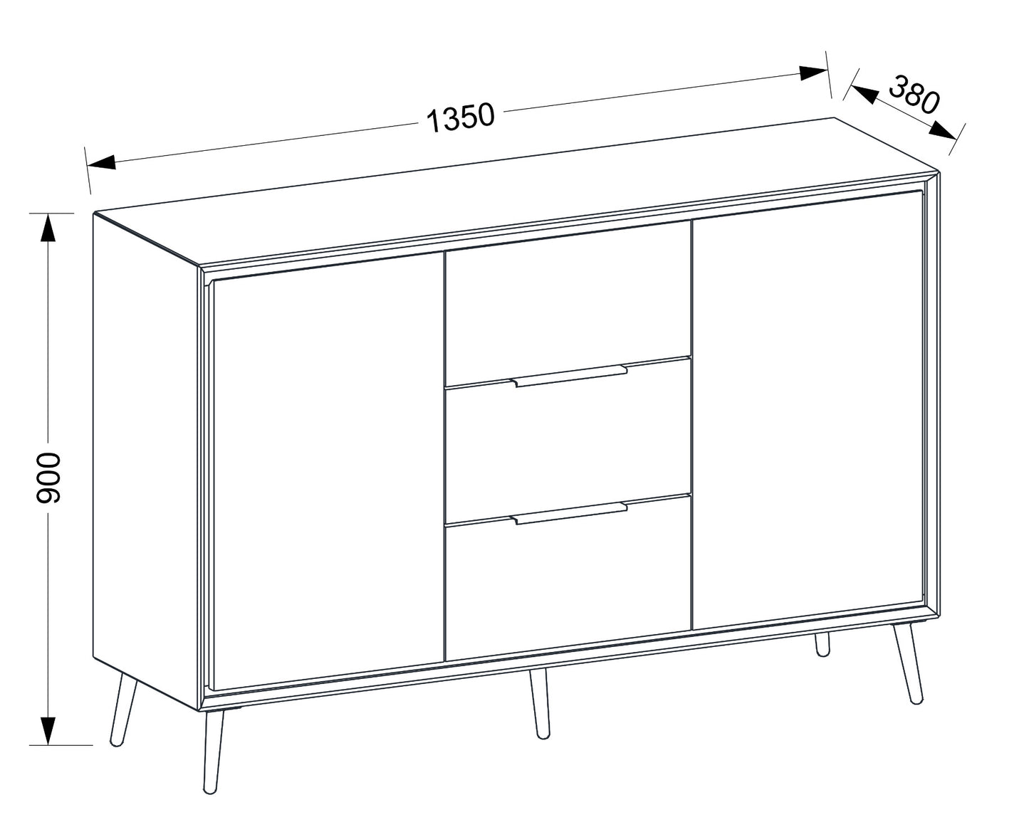 Finori Kombikommode mit Schubladen Arona Sand/Schwarz ca. B/H/T 135 x 90 x 38 cm