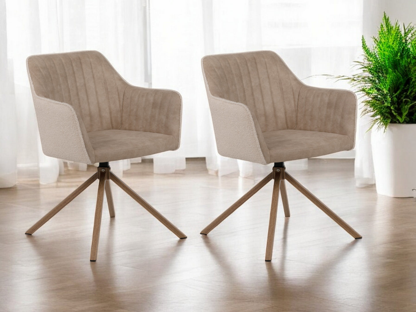 Finori Polsterstuhl Ray 70A mit Armlehnen drehbar Grau/Beige B/H/T ca. 58,5 x 81 x 60 cm