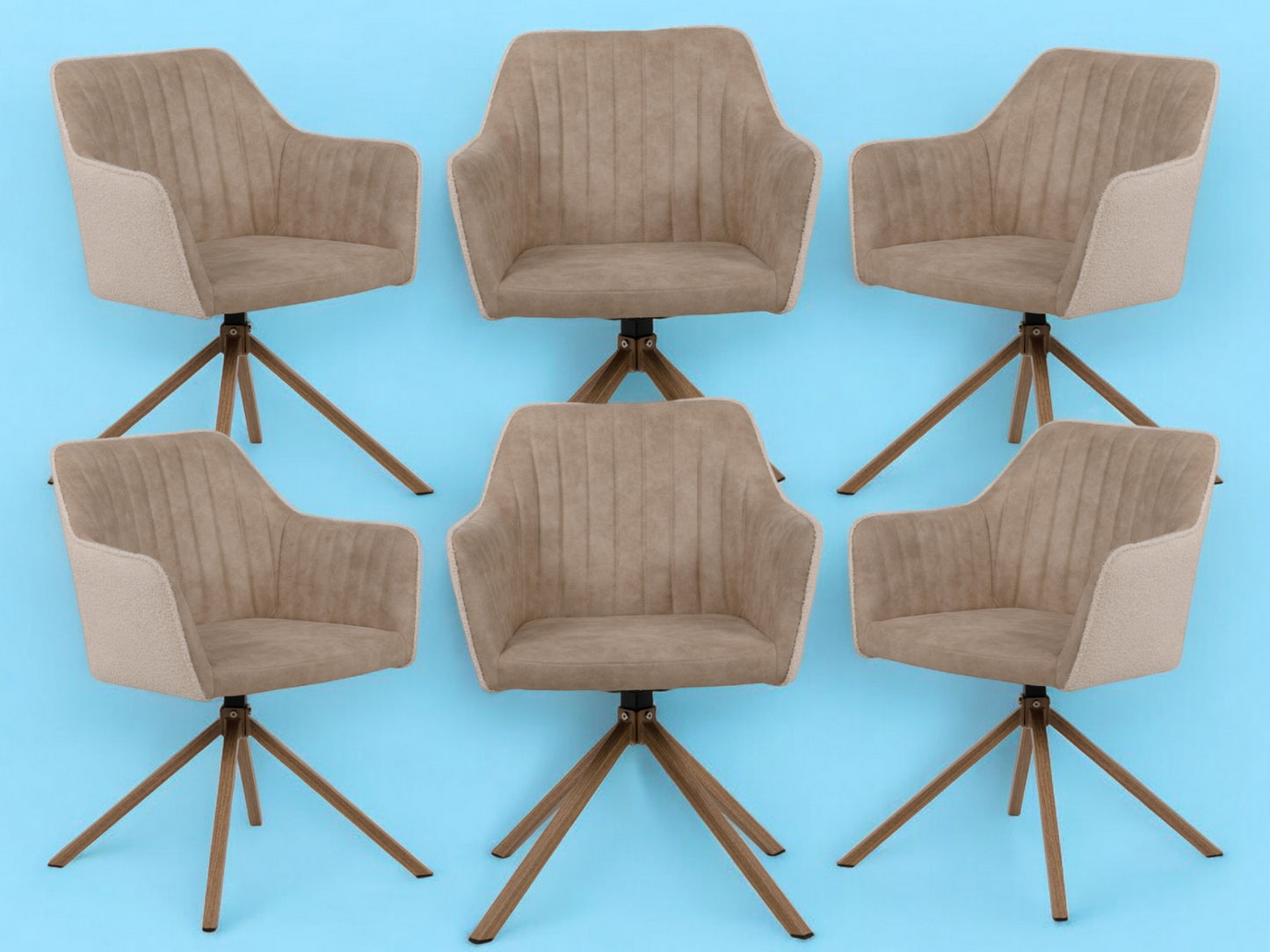 Finori Polsterstuhl Ray 70A mit Armlehnen drehbar Grau/Beige B/H/T ca. 58,5 x 81 x 60 cm