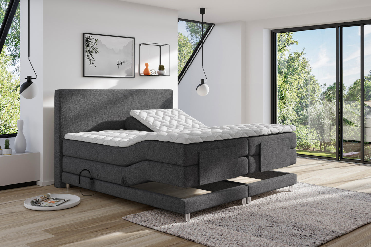 Boxspringbett Ampera elektrisch verstellbar mit Motor, inkl. kostenlose Lieferung und Montage