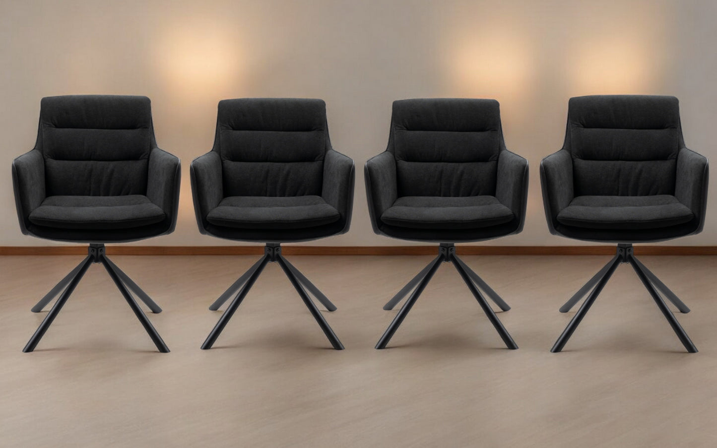 Finori Polsterstuhl Logan 70A mit Armlehnen drehbar Cord Beige/Anthrazit B/H/T ca. 59 x 88 x 63 cm