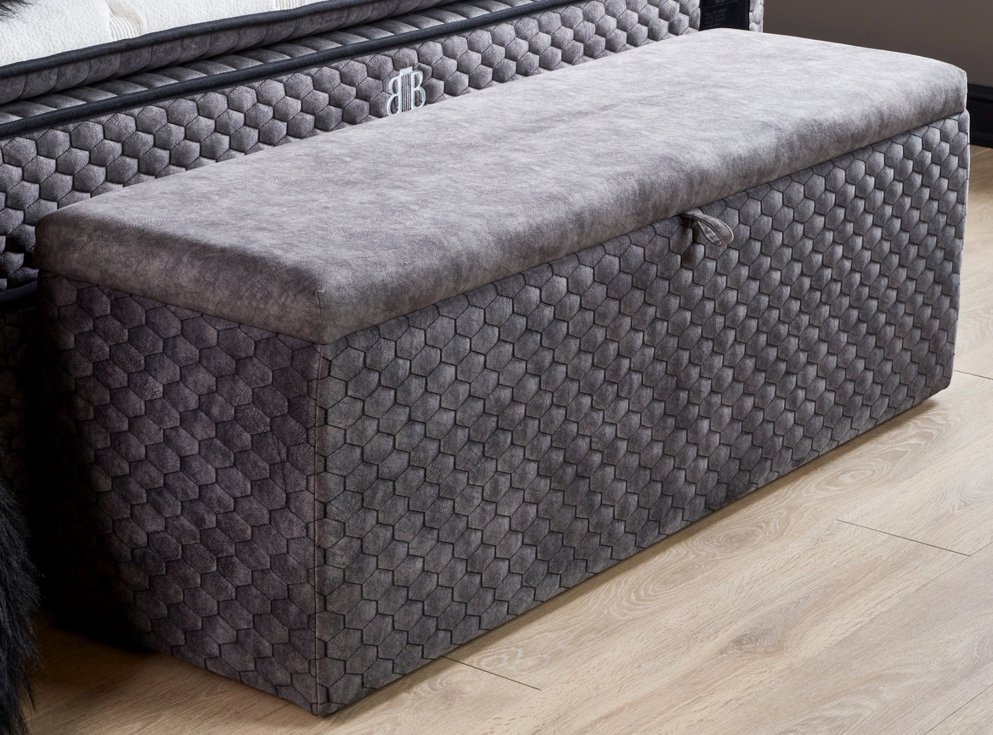 Boxspringbett Babylon Dunkelgrau/Anthrazit Voll-orthopädisches Komfortbett mit Bettkasten, Stauraum, inkl. kostenlose Lieferung und Montage