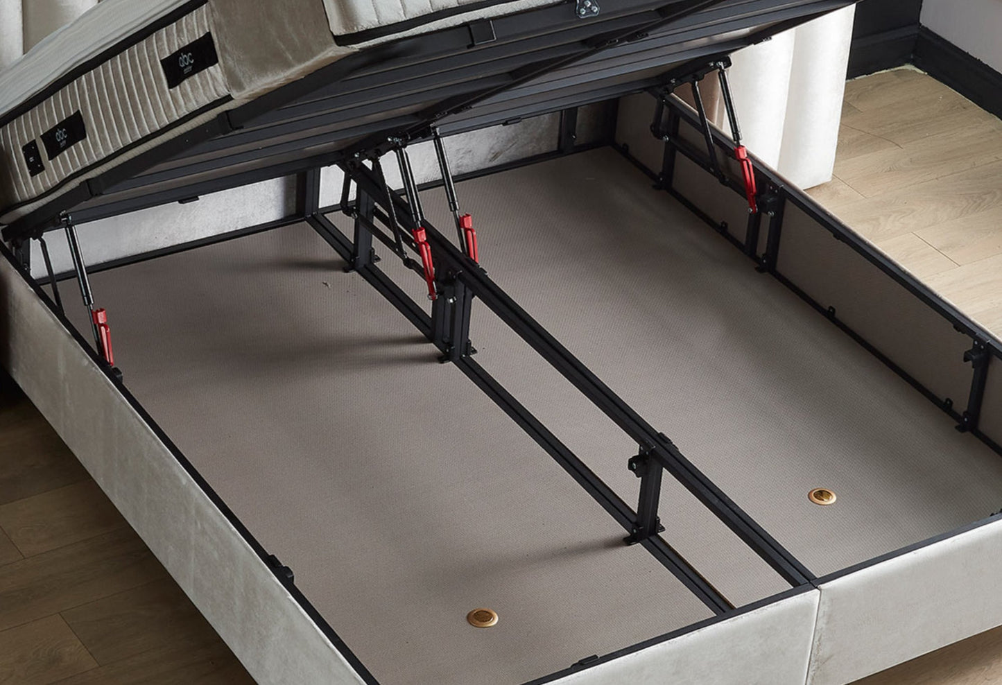 Boxspringbett Daytona Beige Voll-orthopädisches Komfortbett mit Bettkasten, Stauraum, inkl. kostenlose Lieferung und Montage