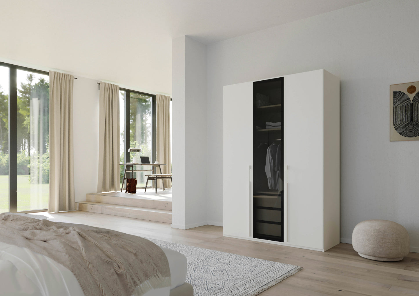 Drehtürenschrank Skat Shine mit Transparenten Grauglas Höhe 223 cm - Ausstattung Basic oder Premium