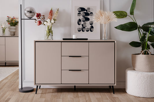 Finori Kombikommode mit Schubladen Arona Sand/Schwarz ca. B/H/T 135 x 90 x 38 cm