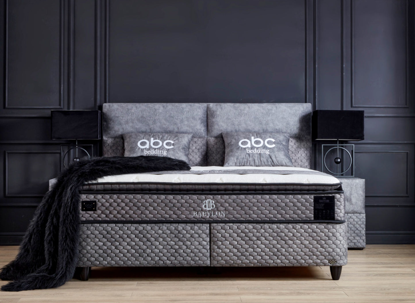 Boxspringbett Babylon Dunkelgrau/Anthrazit Voll-orthopädisches Komfortbett mit Bettkasten, Stauraum, inkl. kostenlose Lieferung und Montage