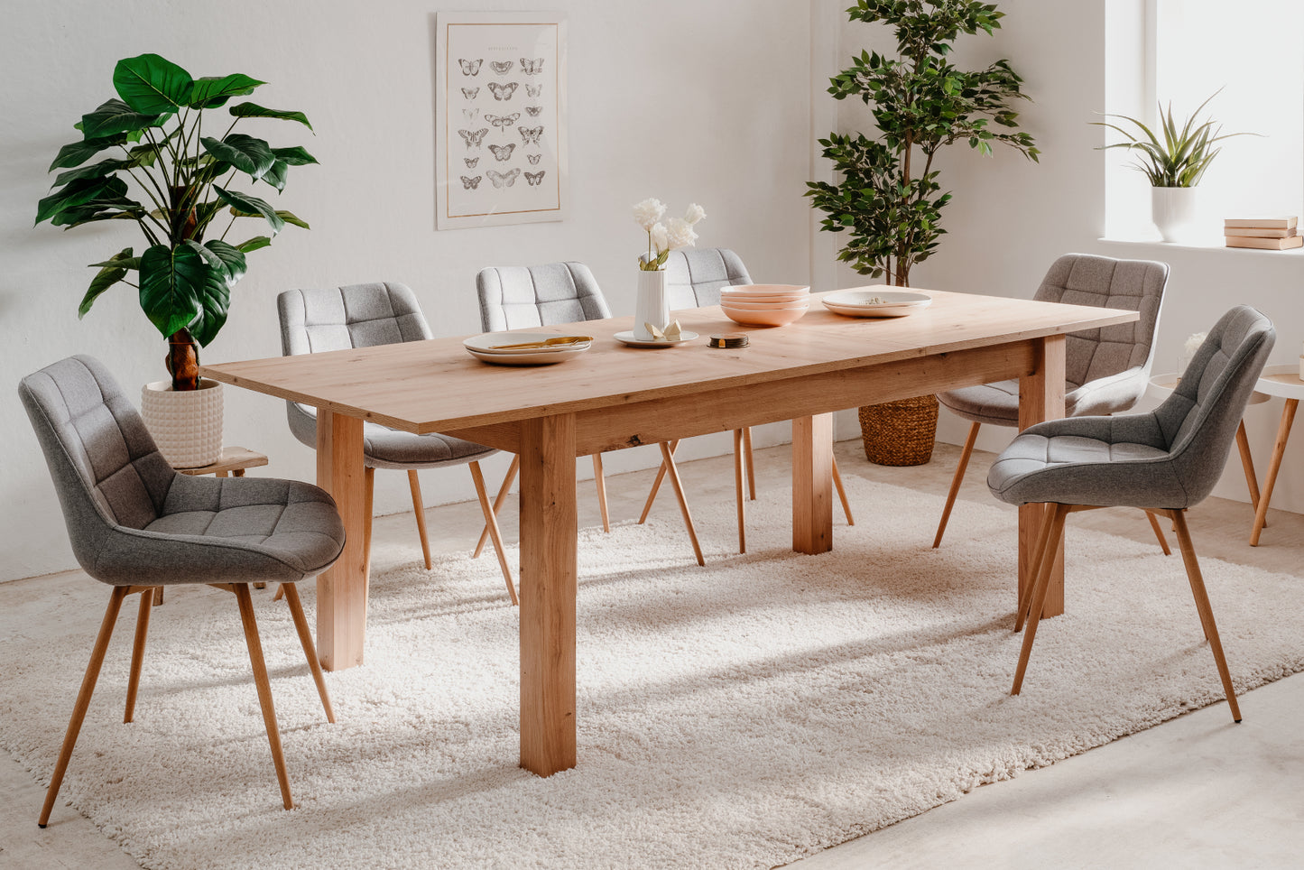 Finori Auszugtisch Bergen Artisan-Oak/Weiß B/H/T 160-215 x 75 x 90 cm
