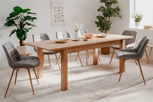 Finori Auszugtisch Bergen Artisan-Oak/Weiß B/H/T 160-215 x 75 x 90 cm
