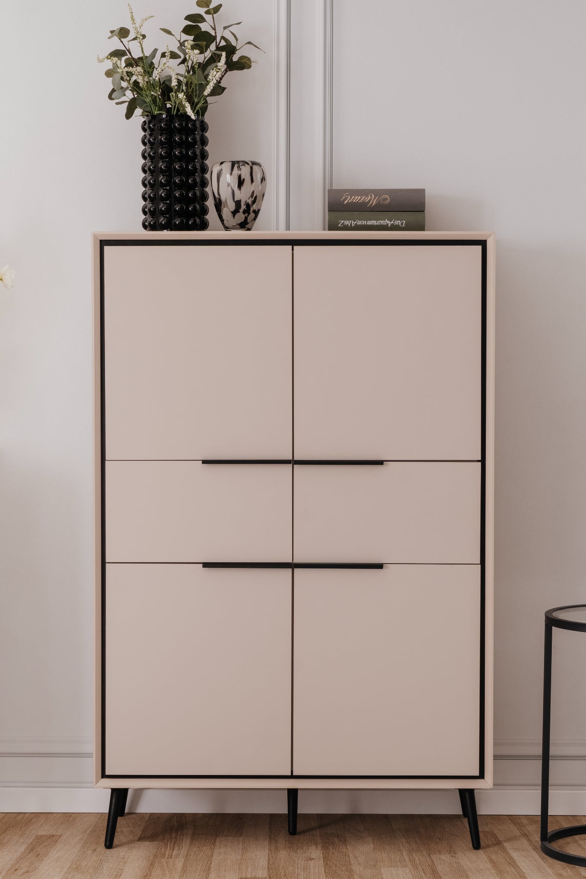 Finori Highboard mit Schubladen Arona Sand/Schwarz ca. B/H/T 90 x 140 x 38 cm