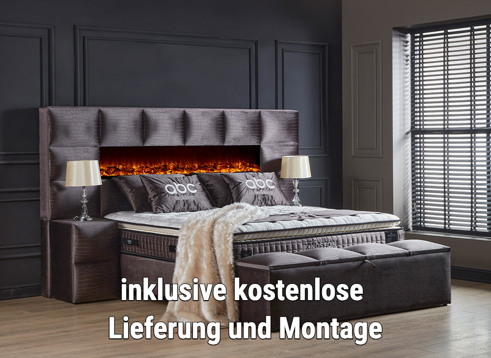 Boxspringbett Kingston Crox (dunkel Grau) Voll-orthopädisches Komfortbett mit Bettkasten, Stauraum, inkl. kostenlose Lieferung und Montage