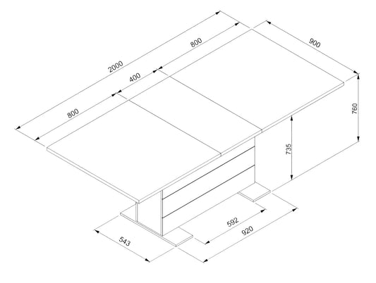 Finori Auszugtisch Mantova Weiß/Chrom B/H/T 160-200 x 76 x 90 cm