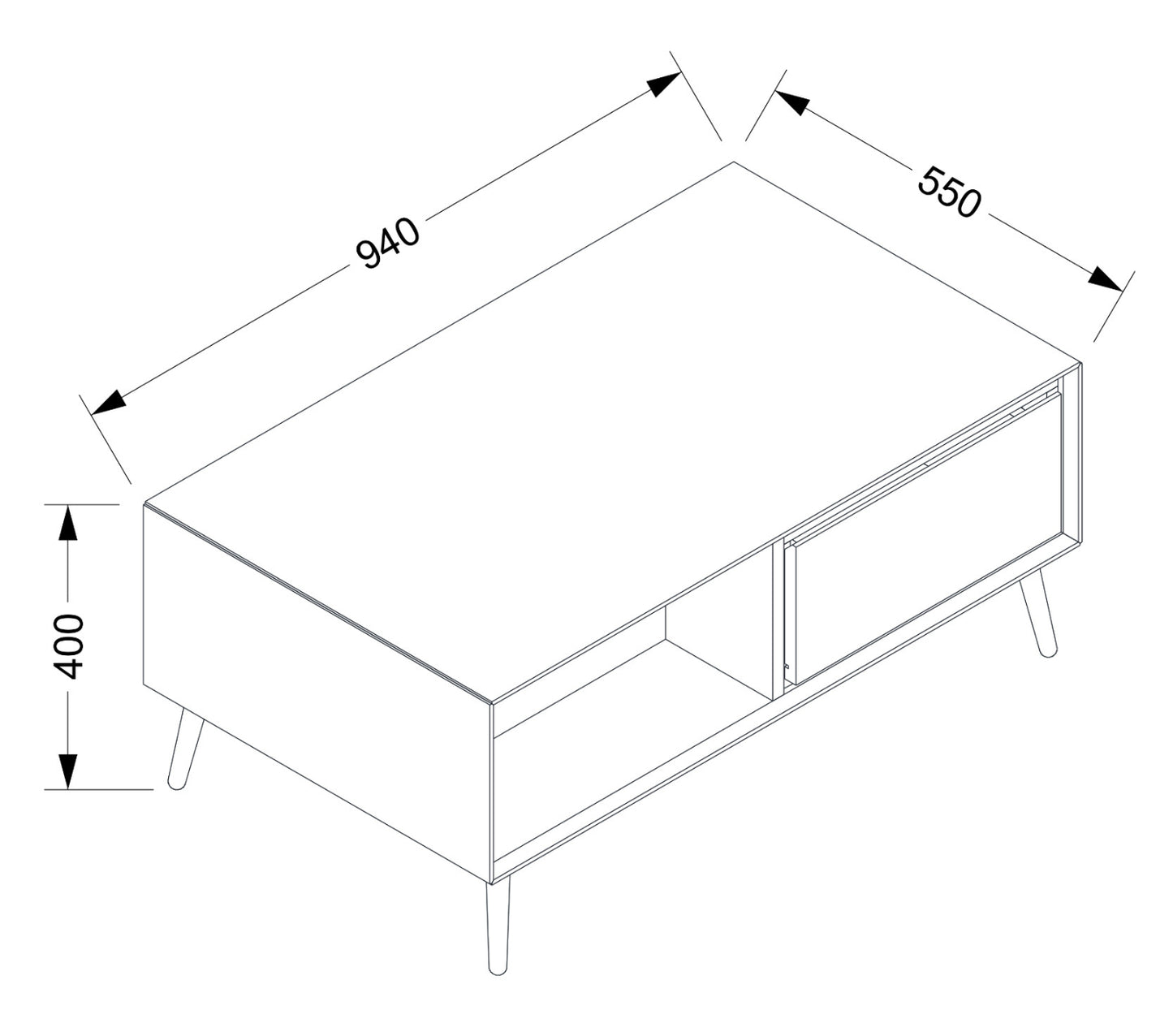 Finori Couchtisch Sand/Schwarz ca. B/H/T 94 x 40 x 55 cm