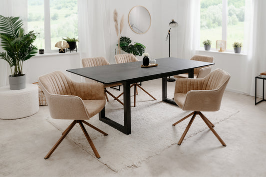 Finori Polsterstuhl Ray 70A mit Armlehnen drehbar Grau/Beige B/H/T ca. 58,5 x 81 x 60 cm